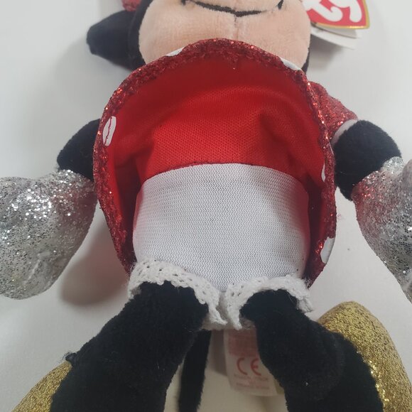 Ty Disney Sparkle Minnie Mouse Medium 8" Plush Red Polka Dot Dress NWT 2021 - Picture 8 of 9